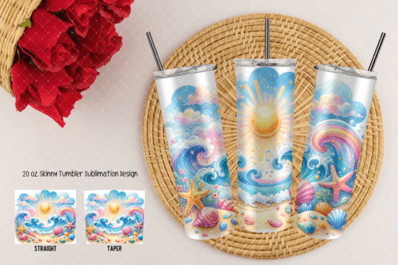 Download Colorful Summer Beach Tumbler PNG - Tumbler png Collection