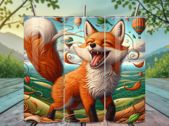 Download Happy Fox Adventure Scene Tumbler Wrap - Premium Resources