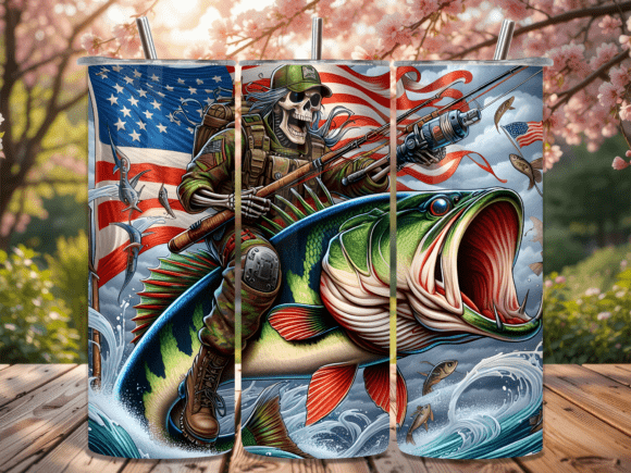 Download Skeleton Fisherman Bass Fish Tumbler Png - Tumbler png Collection