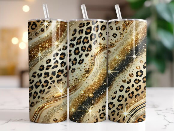 Download Luxury Gold Glitter Leopard Tumbler PNG - Tumbler png Collection