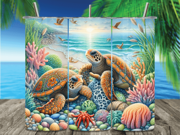 Download Two Sea Turtles Pebble Beach Tumbler PNG - Tumbler png Collection