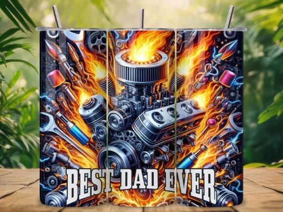 Download Flaming Engine Best Dad Tumbler PNG - Tumbler png Collection