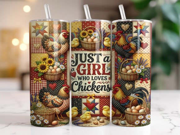 Download Patchwork Chicken Lover 20oz Tumbler PNG - Tumbler png Collection