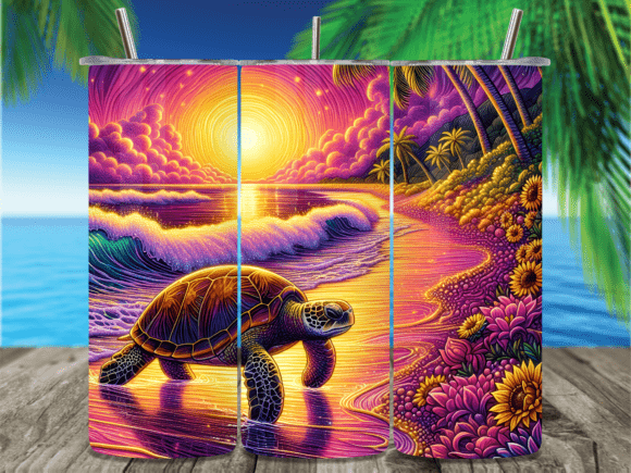 Download Turtle Sunset Beach Tropical Tumbler PNG - Tumbler png Collection
