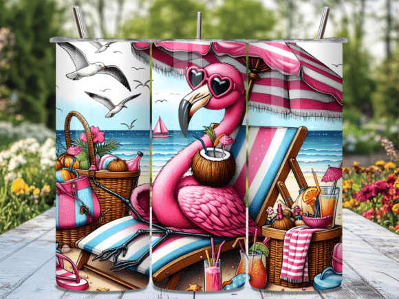 Download Beach Flamingo Coconut Drink Tumbler Png - Tumbler png Collection