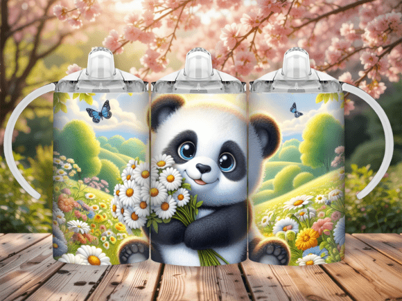 Download Panda Daisy Sippy Cup Kids Tumbler Wrap - Premium Resources