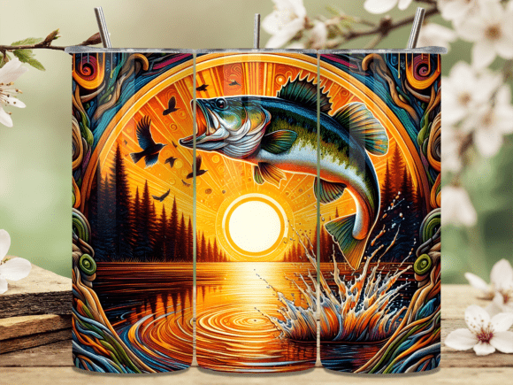 Download Abstract Sunset Bass Fishing Tumbler PNG - Tumbler png Collection