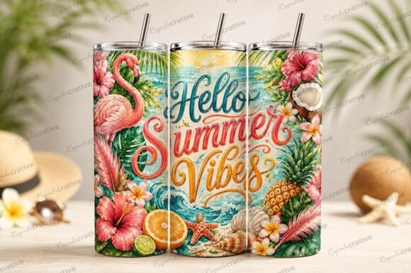 Download Hello Summer Vibes Tropical Tumbler PNG - Tumbler png Collection