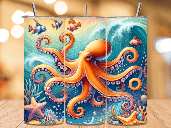 Download Orange Octopus with Tropical Tumbler PNG - Tumbler png Collection
