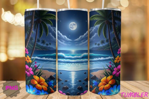 Download Moonlit Tropical Beach Tumbler PNG - Tumbler png Collection