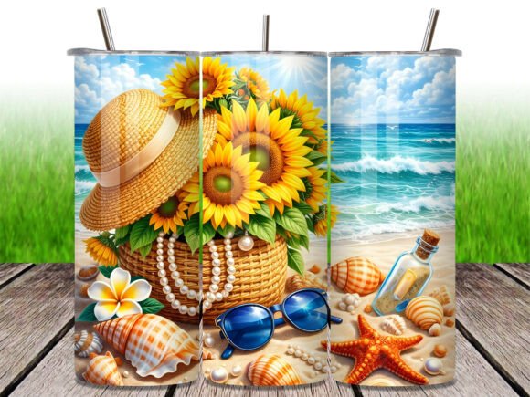 Download Beach Sunflower Shell Summer Tumbler PNG - Tumbler png Collection