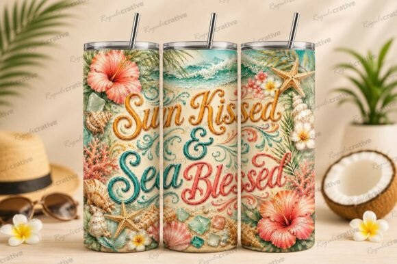Download Sun Kissed Sea Blessed Beach Tumbler PNG - Tumbler png Collection