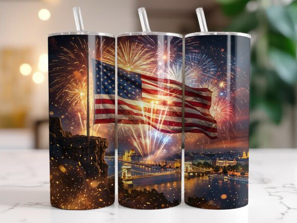 Download Patriotic USA Flag Fireworks Tumbler PNG - Tumbler png Collection